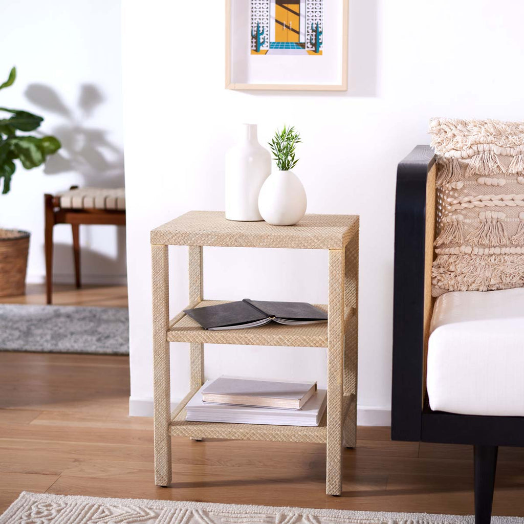 Safavieh Apis Raffia 2 Shelf Accent Table - Light Natural