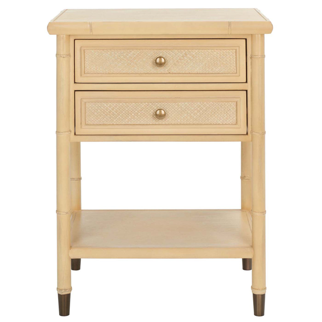 Safavieh Ahab 2 Drawer 1 Shelf Accent Table - Light Blonde / Gold