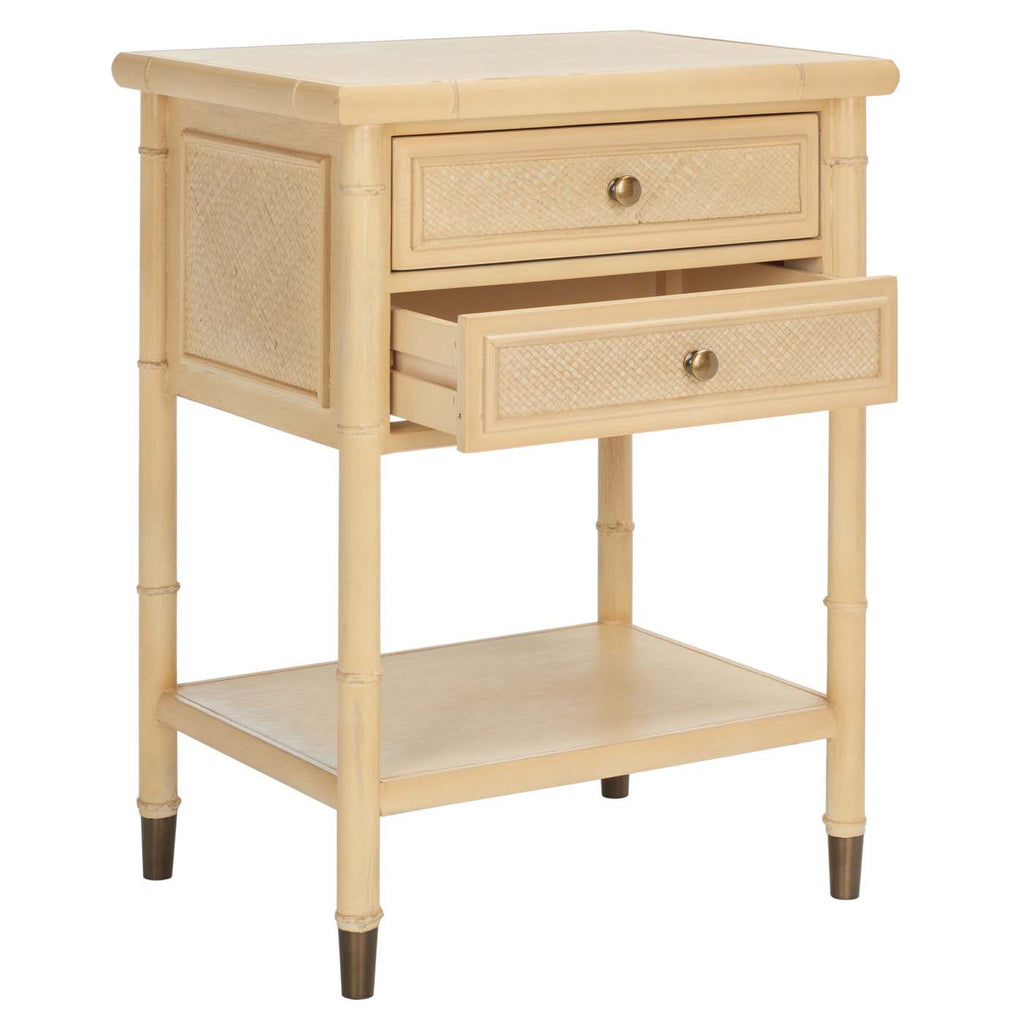 Safavieh Ahab 2 Drawer 1 Shelf Accent Table - Light Blonde / Gold