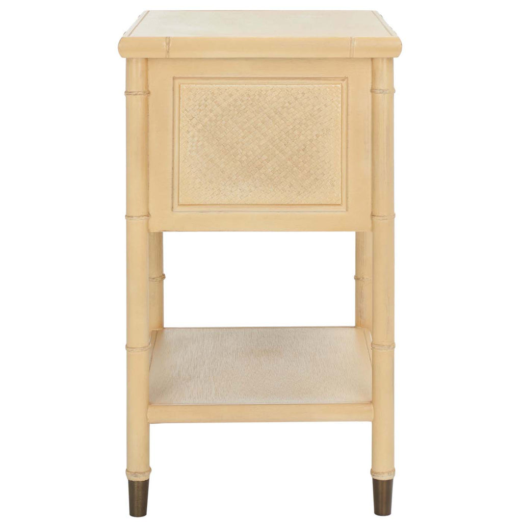 Safavieh Ahab 2 Drawer 1 Shelf Accent Table - Light Blonde / Gold