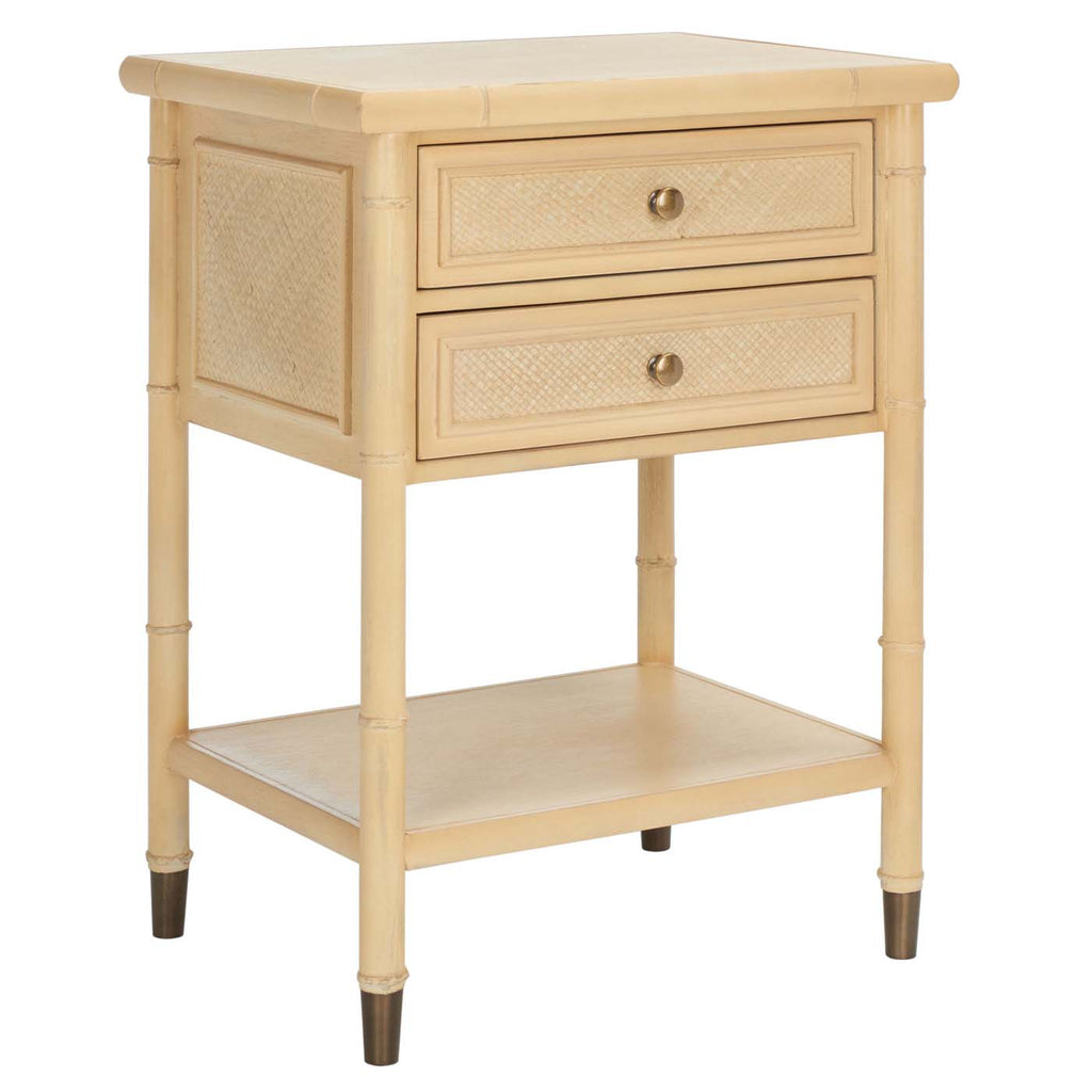 Safavieh Ahab 2 Drawer 1 Shelf Accent Table - Light Blonde / Gold