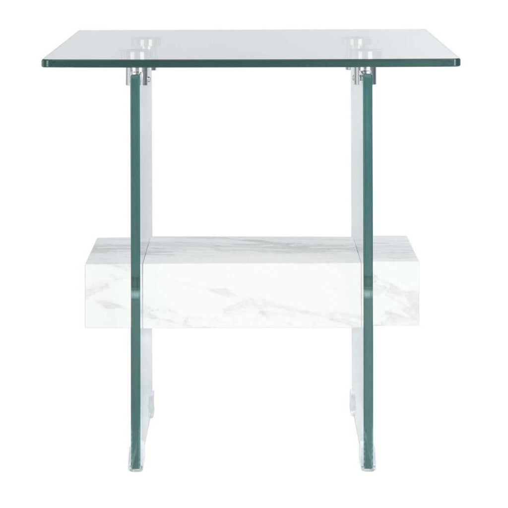 Safavieh Kayley Accent Table - Glass/Faux White Marble Shelf