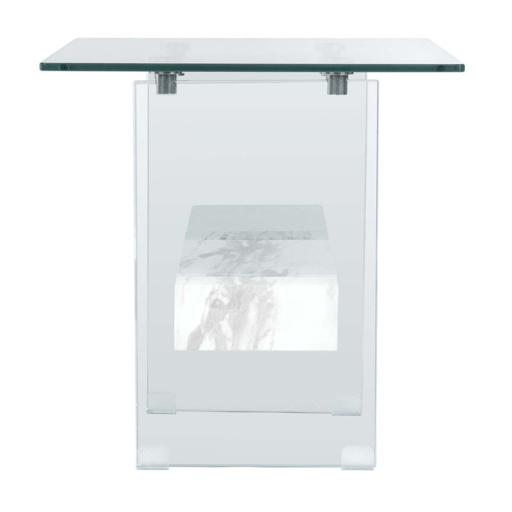 Safavieh Kayley Accent Table - Glass/Faux White Marble Shelf