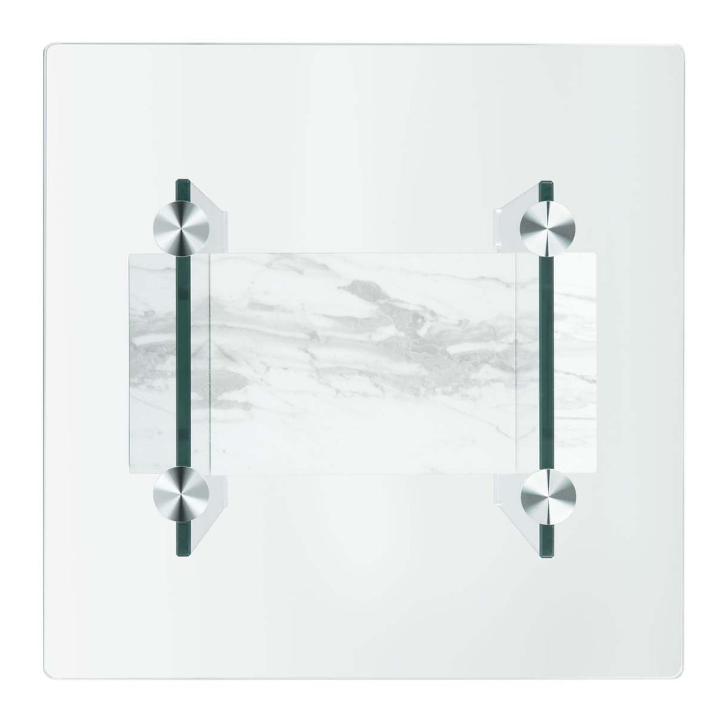 Safavieh Kayley Accent Table - Glass/Faux White Marble Shelf