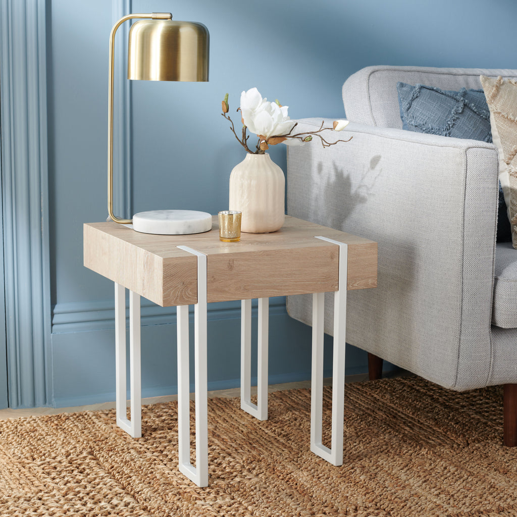 Safavieh Aberton End Table  - Natural / White