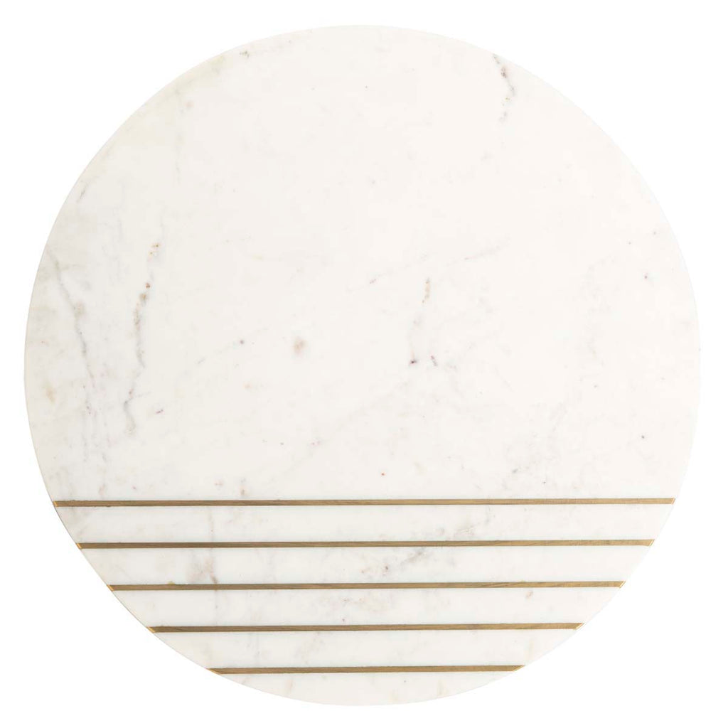 Safavieh Valerie Round Marble Accent Table - White Marble/Brass