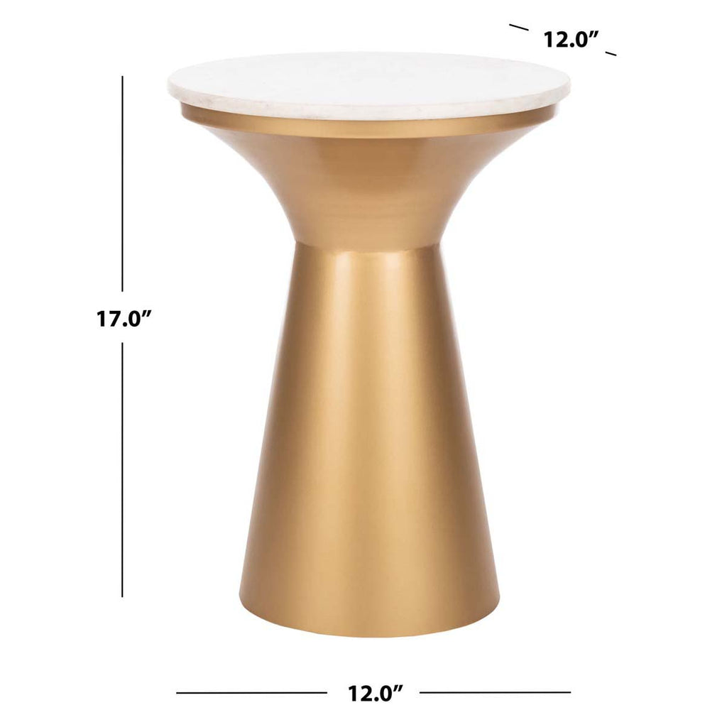 Safavieh Mila Pedestal End Table - White Marble/Brass