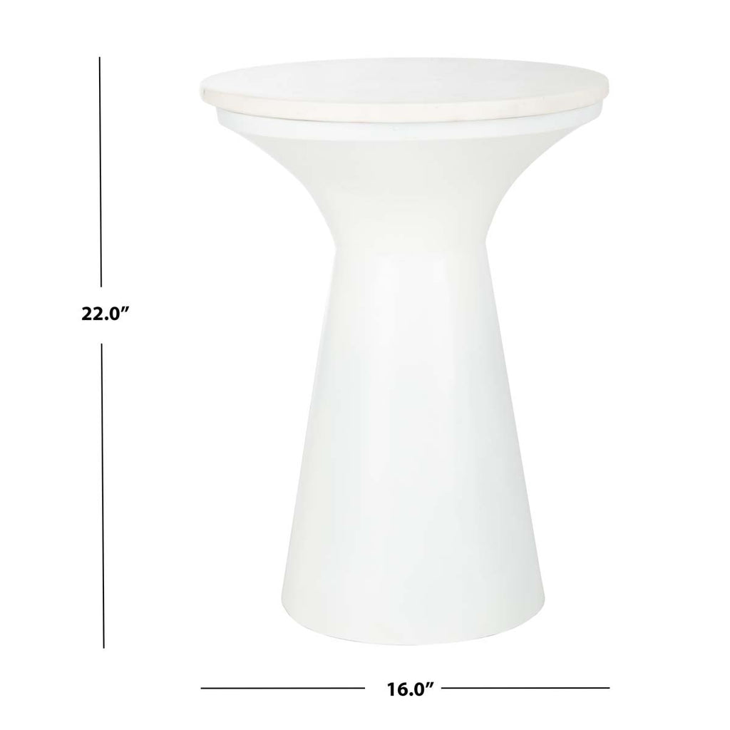 Safavieh Mila Pedestal End Table - White Marble/White