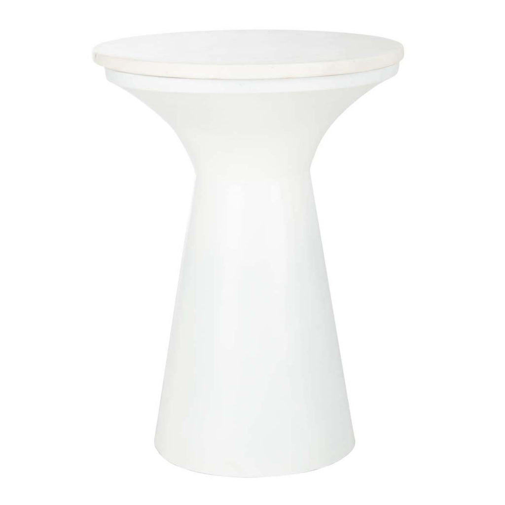 Safavieh Mila Pedestal End Table - White Marble/White