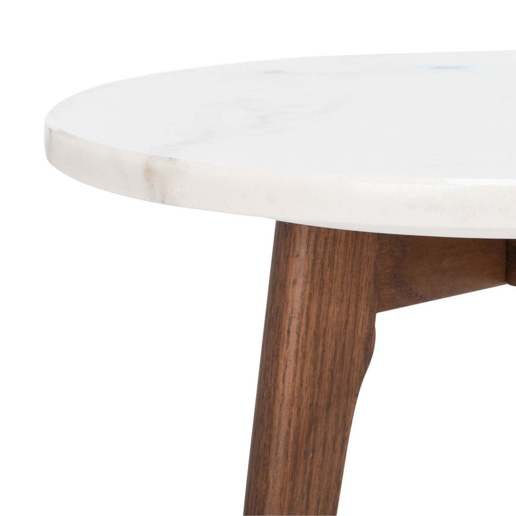 Safavieh Marini Round Marble End Table - Marble / Walnut