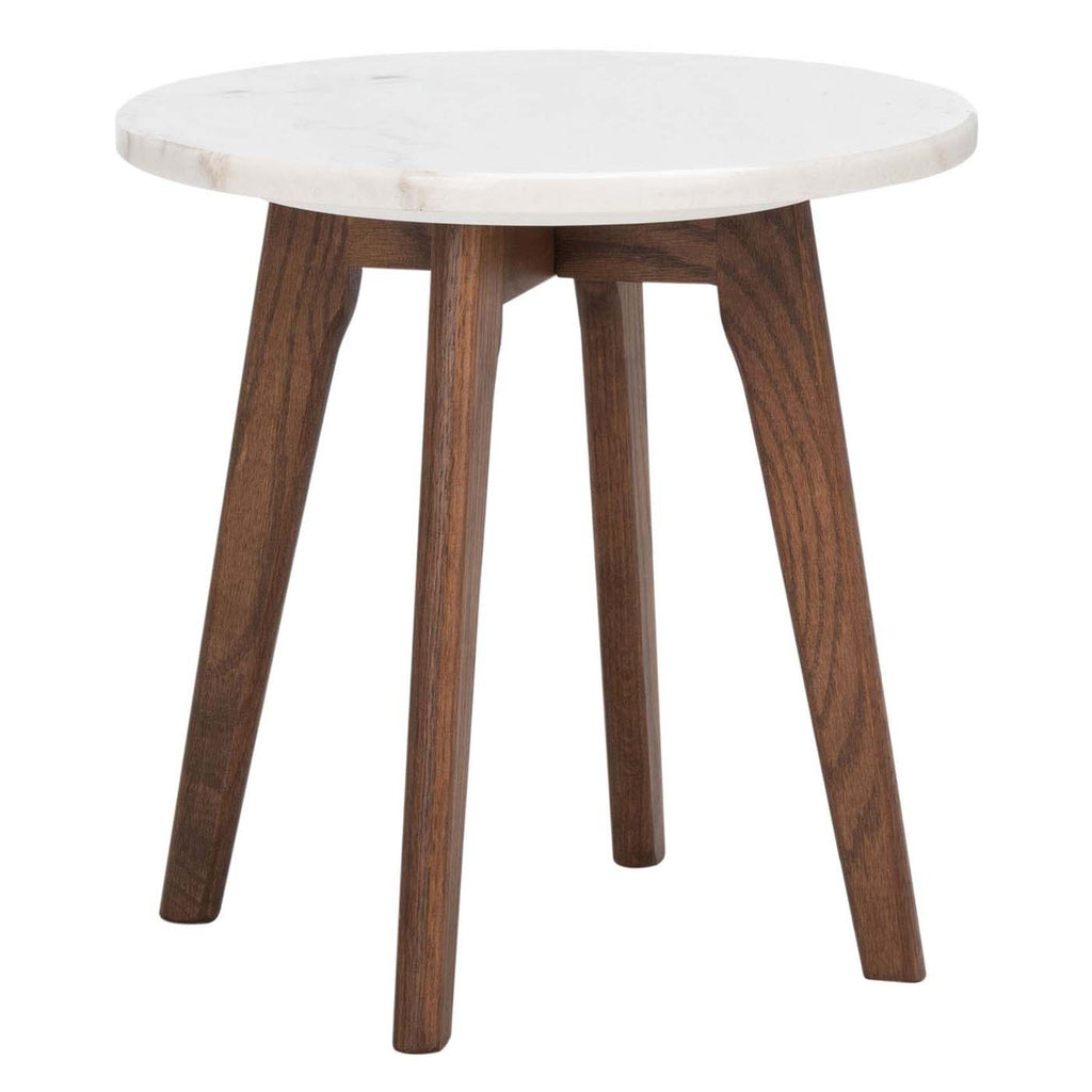 Safavieh Marini Round Marble End Table - Marble / Walnut