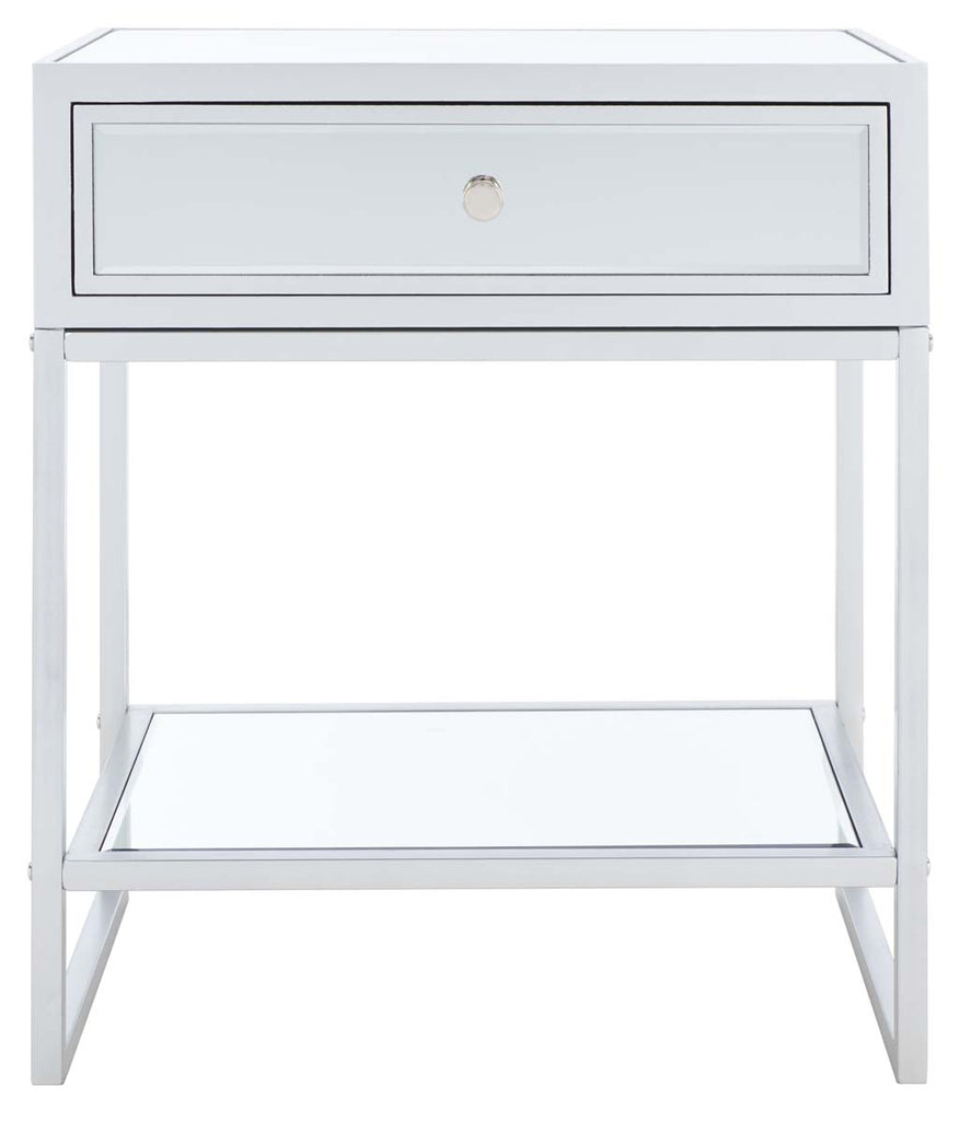 Safavieh Cyra 1 Drawer Mirrored Accent Table - Silver / Mirror