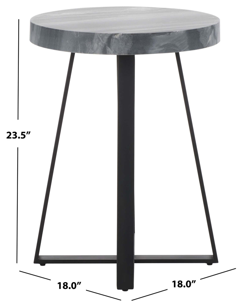 Safavieh Guenon Round Accent Table - Grey Marble / Black