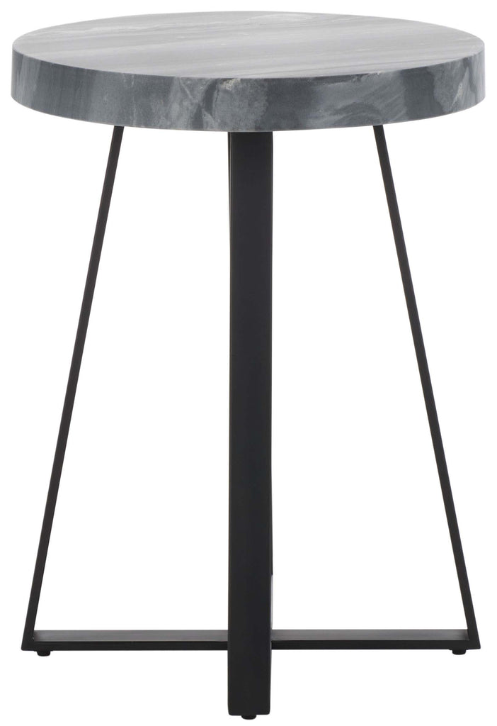 Safavieh Guenon Round Accent Table - Grey Marble / Black