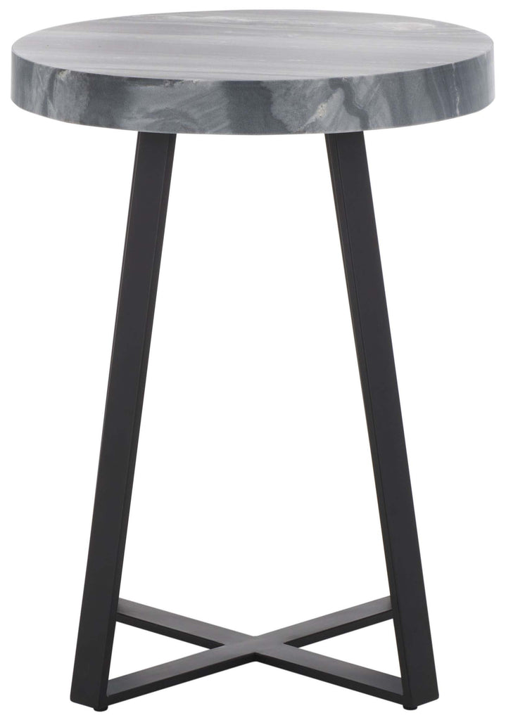 Safavieh Guenon Round Accent Table - Grey Marble / Black