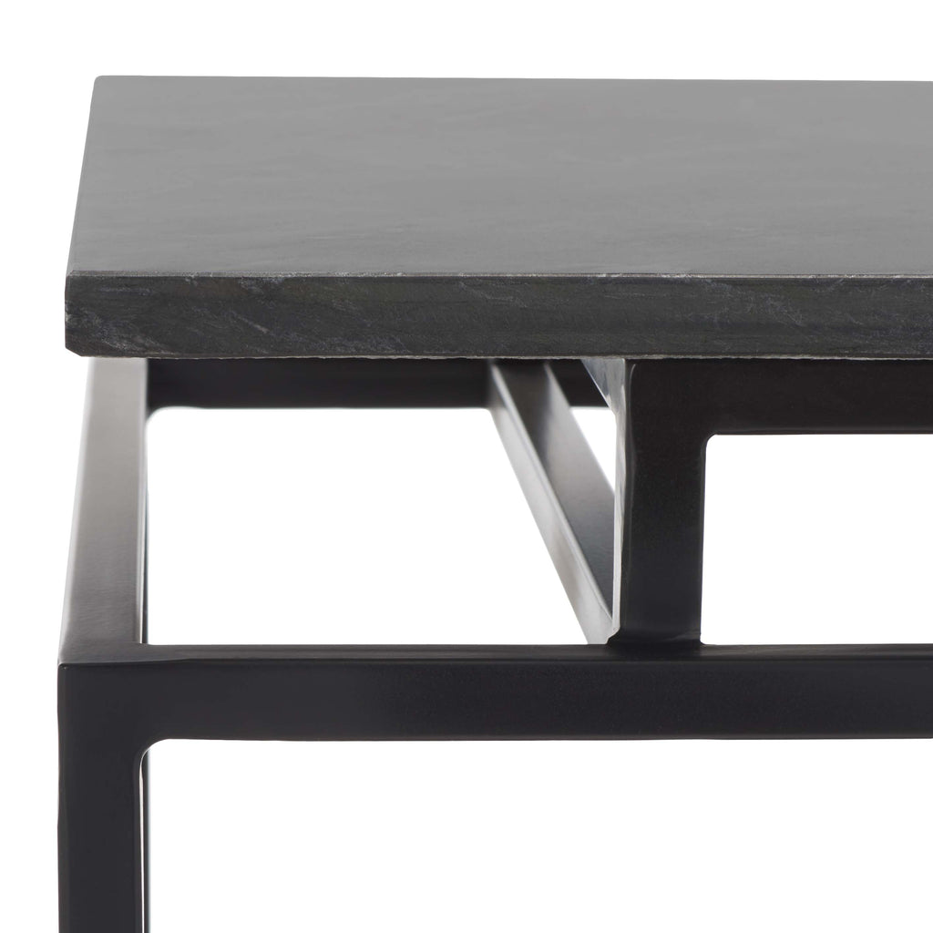 Safavieh Guernica 1 Shelf Rectangle Accent Table - Marquine Black Marble / Black