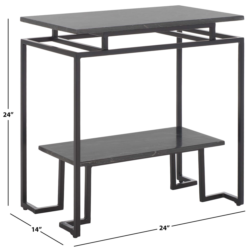Safavieh Guernica 1 Shelf Rectangle Accent Table - Marquine Black Marble / Black