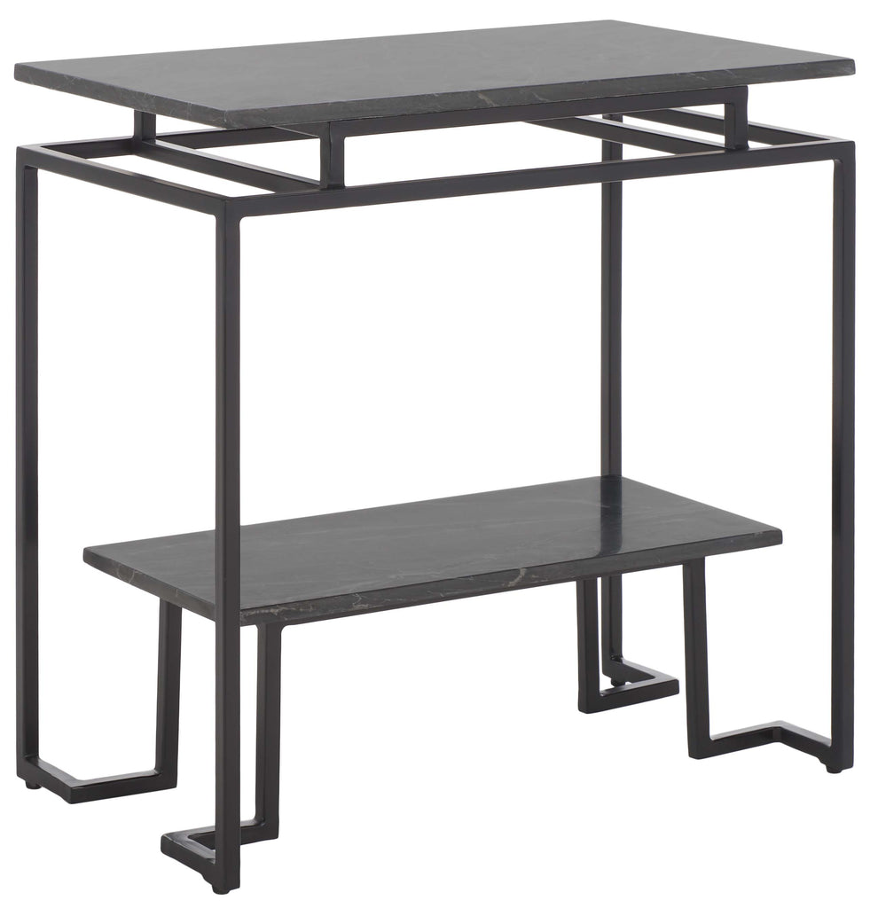 Safavieh Guernica 1 Shelf Rectangle Accent Table - Marquine Black Marble / Black