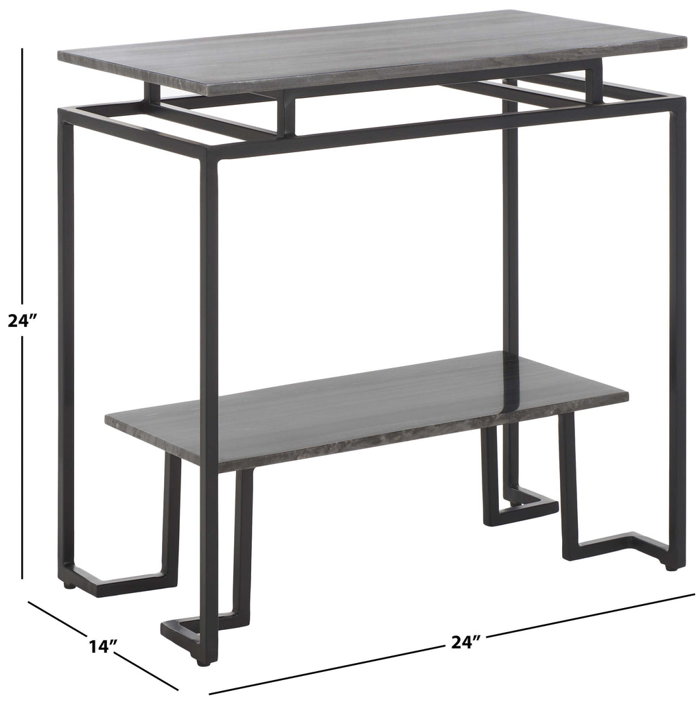 Safavieh Guernica 1 Shelf Rectangle Accent Table - Monsoon Black Marble / Black