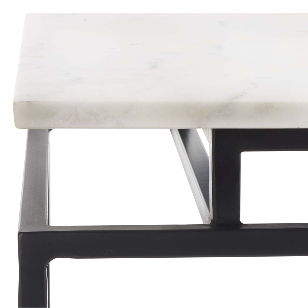 Safavieh Guernica 1 Shelf Rectangle Accent Table - White Marble / Black