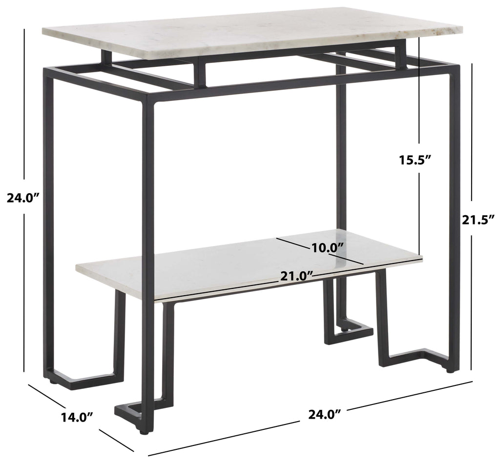 Safavieh Guernica 1 Shelf Rectangle Accent Table - White Marble / Black