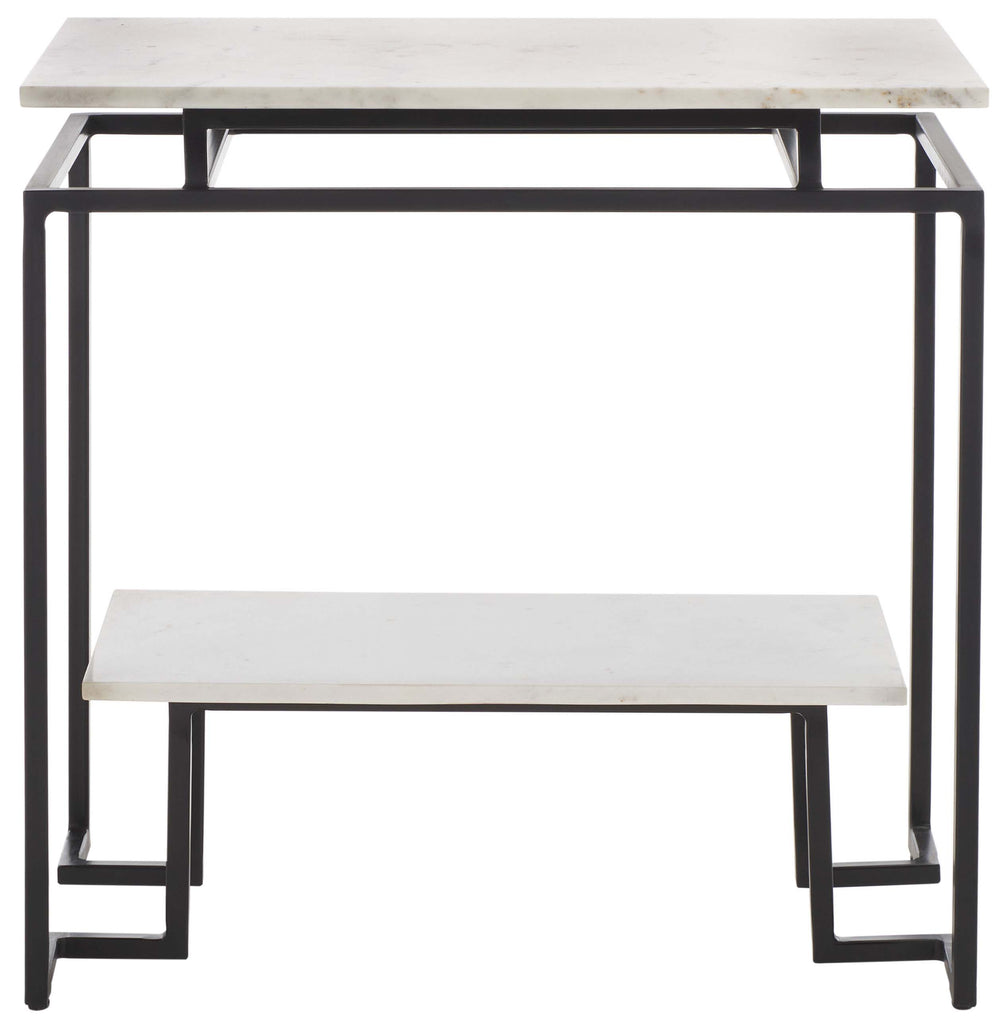 Safavieh Guernica 1 Shelf Rectangle Accent Table - White Marble / Black