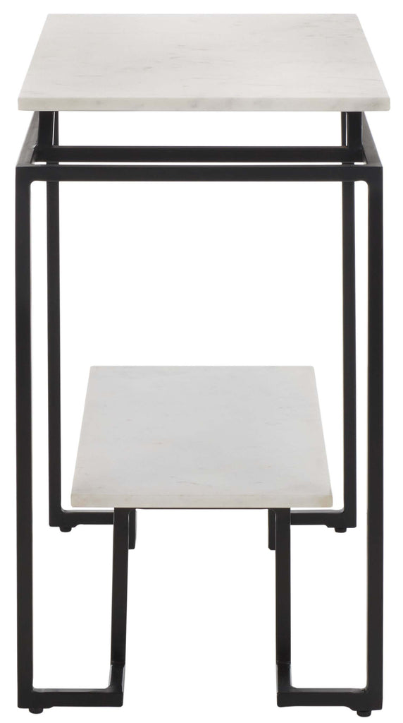 Safavieh Guernica 1 Shelf Rectangle Accent Table - White Marble / Black