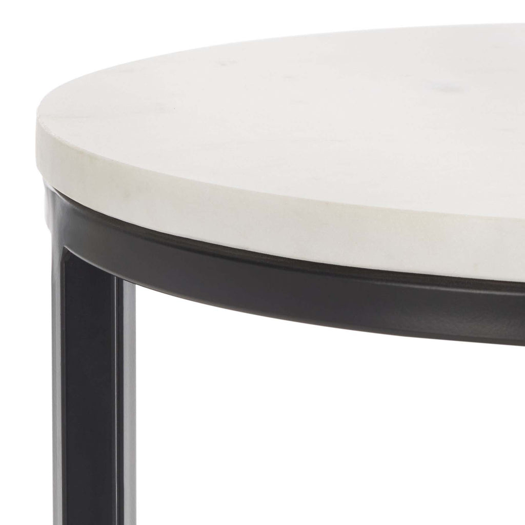 Safavieh Gunther 1 Shelf Round Accent Table - White Marble / Black