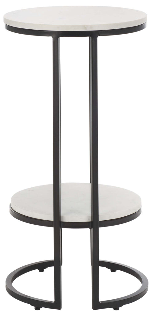 Safavieh Gunther 1 Shelf Round Accent Table - White Marble / Black