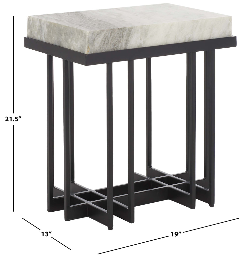 Safavieh Gustaf Rectangle Accent Table - Sand Brown Marble / Black