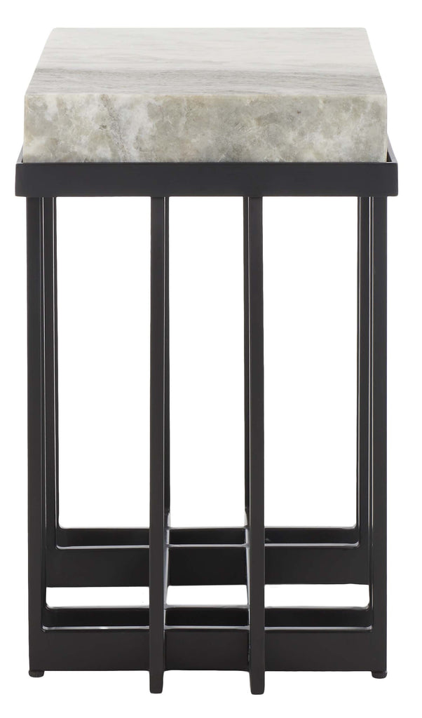 Safavieh Gustaf Rectangle Accent Table - Sand Brown Marble / Black