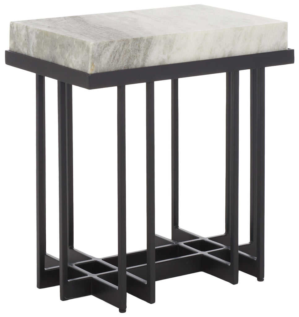 Safavieh Gustaf Rectangle Accent Table - Sand Brown Marble / Black