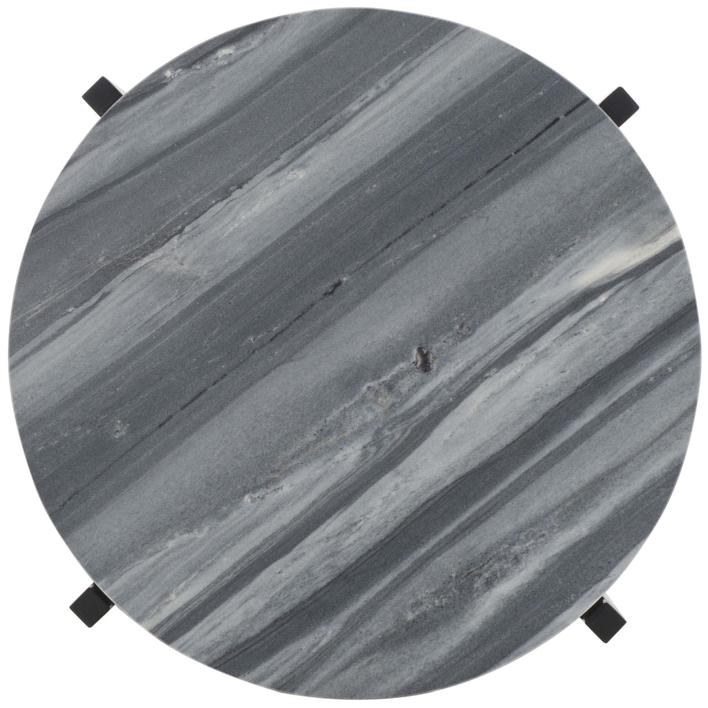 Safavieh Gustavia Round Accent Table  - Grey Marble / Black