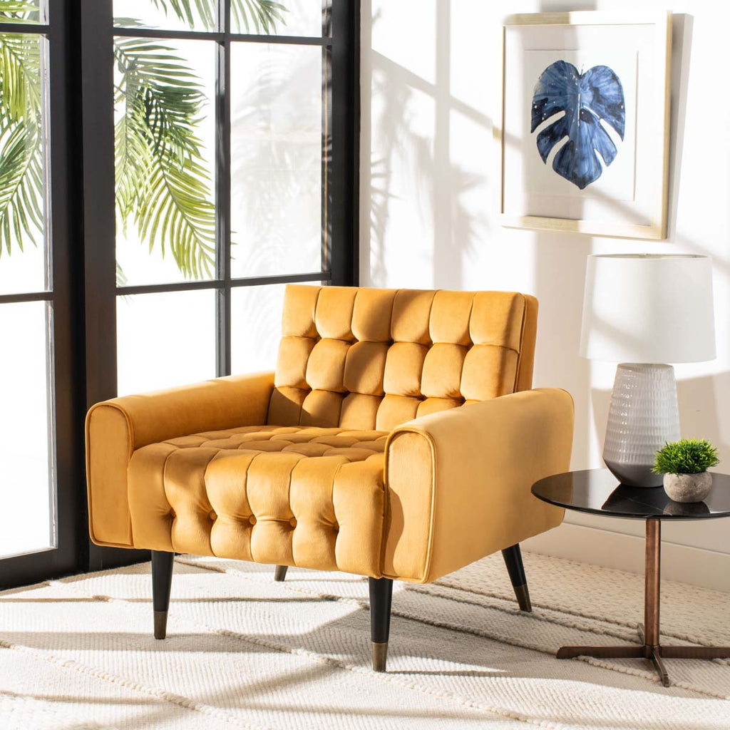 Safavieh Amaris Tufted Accent Chair - Marigold/Black