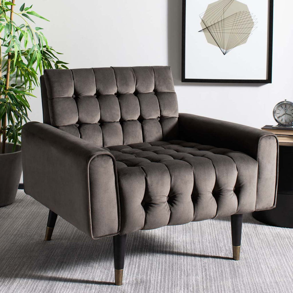 Safavieh Amaris Tufted Accent Chair - Shale/Black