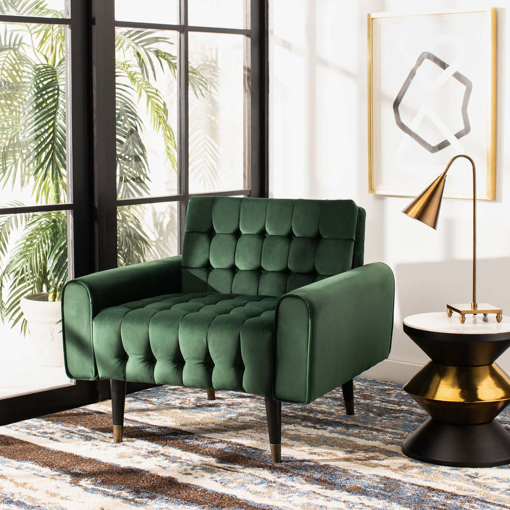 Safavieh Amaris Tufted Accent Chair - Forest Green/Black