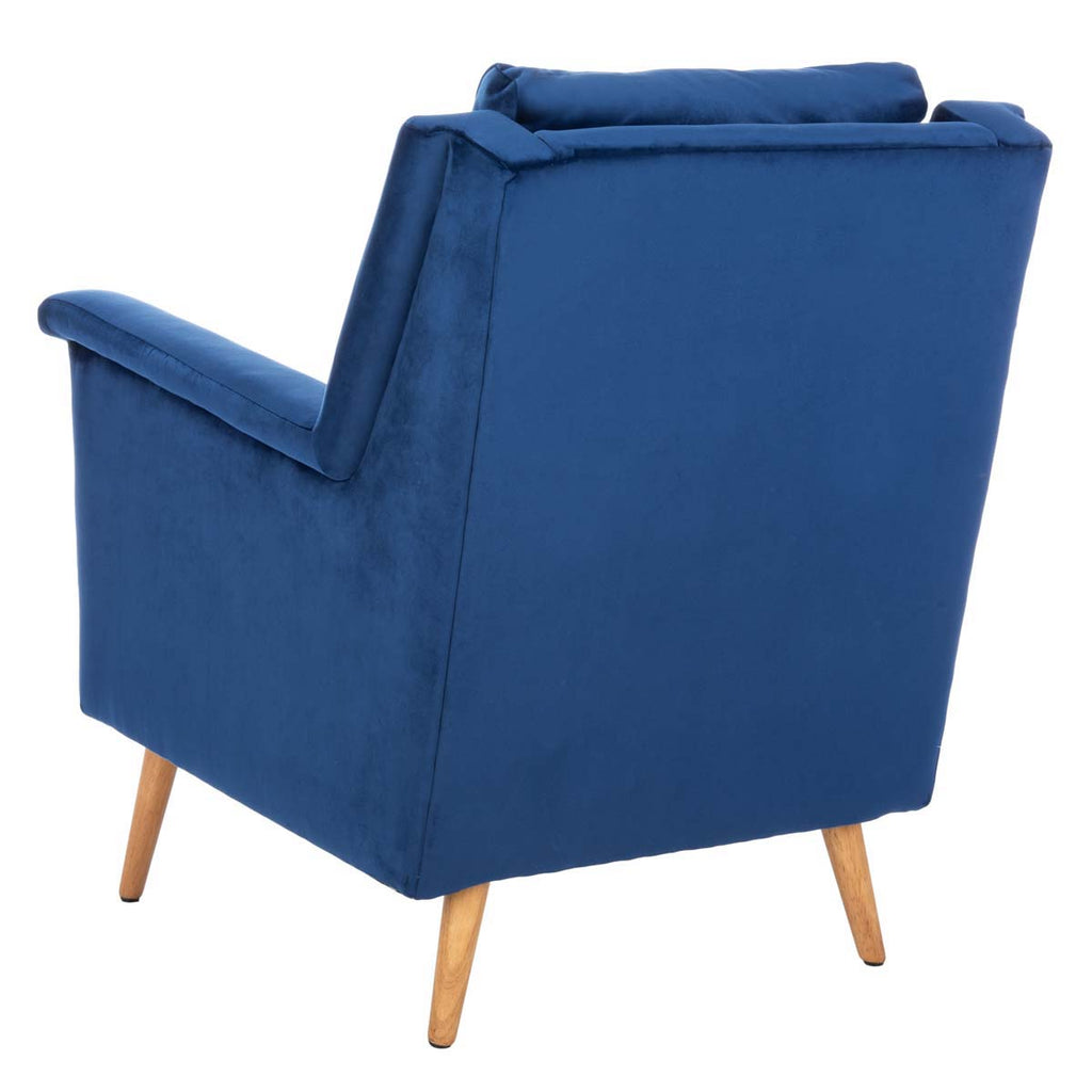 Safavieh Astrid Mid Century Arm Chair - Navy Velvet/Natural