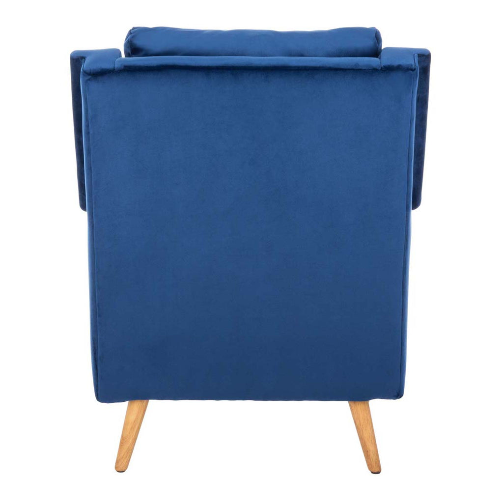 Safavieh Astrid Mid Century Arm Chair - Navy Velvet/Natural