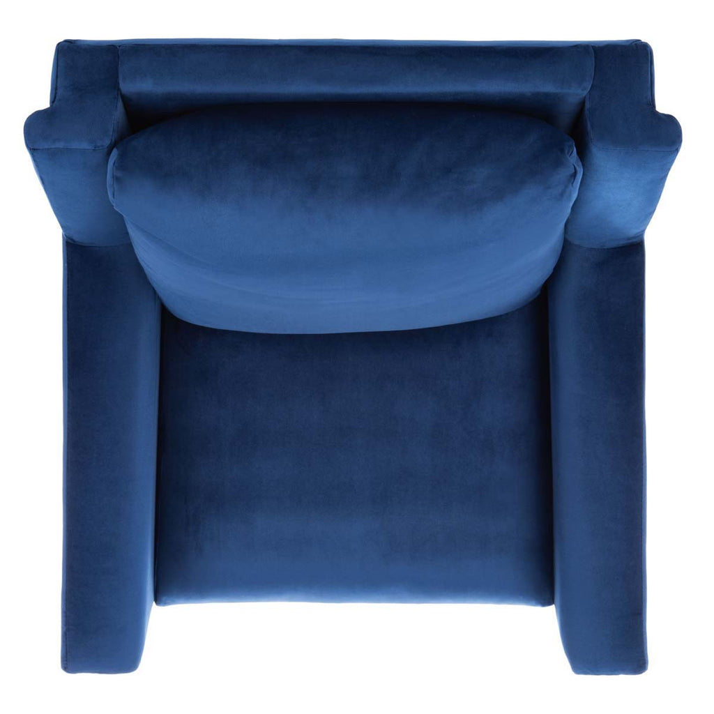 Safavieh Astrid Mid Century Arm Chair - Navy Velvet/Natural