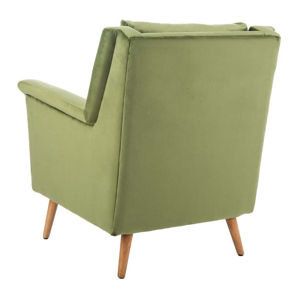 Safavieh Astrid Mid Century Arm Chair - Olive Velvet/Natural