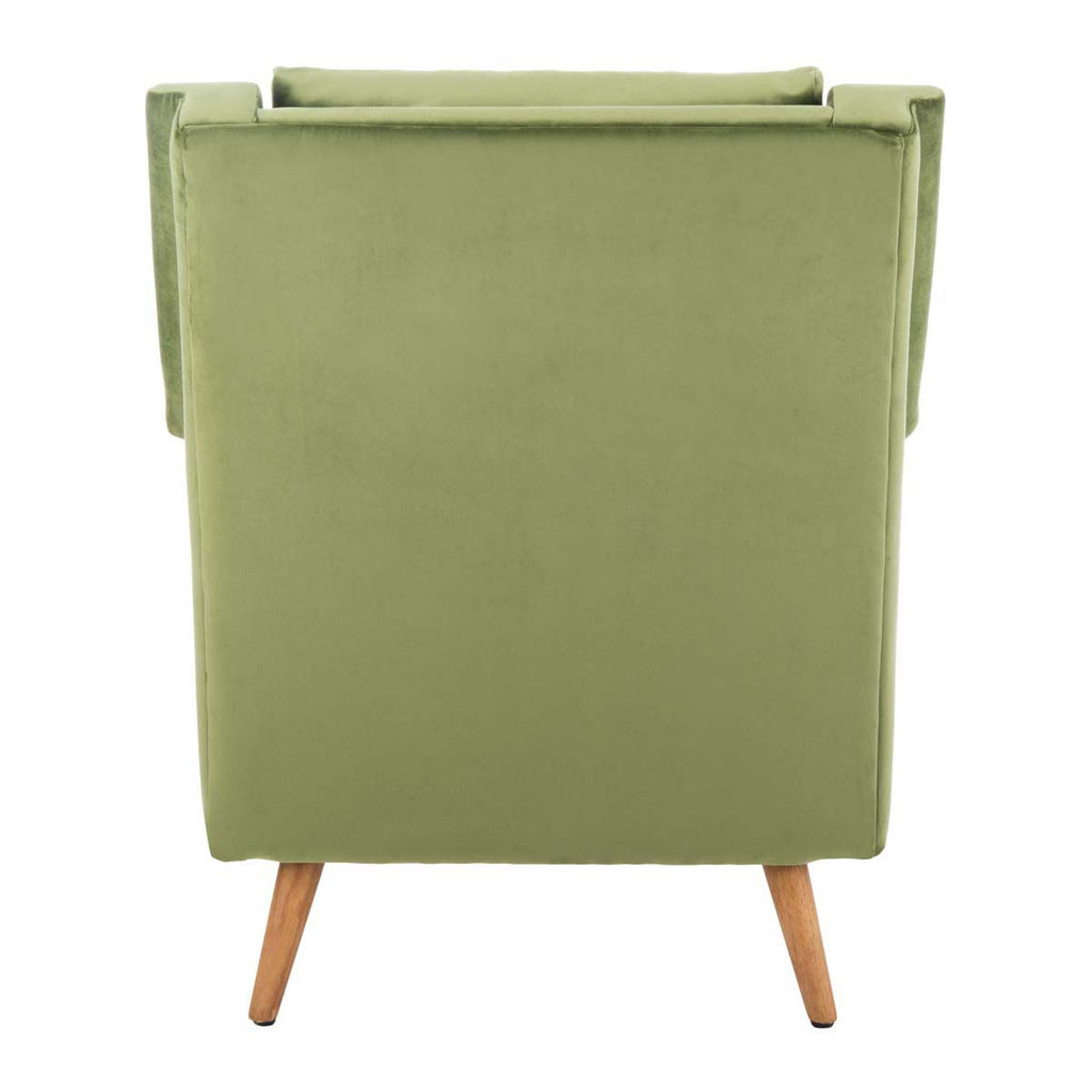 Safavieh Astrid Mid Century Arm Chair - Olive Velvet/Natural