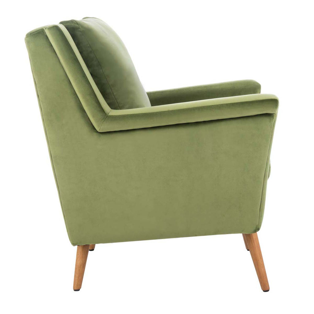 Safavieh Astrid Mid Century Arm Chair - Olive Velvet/Natural