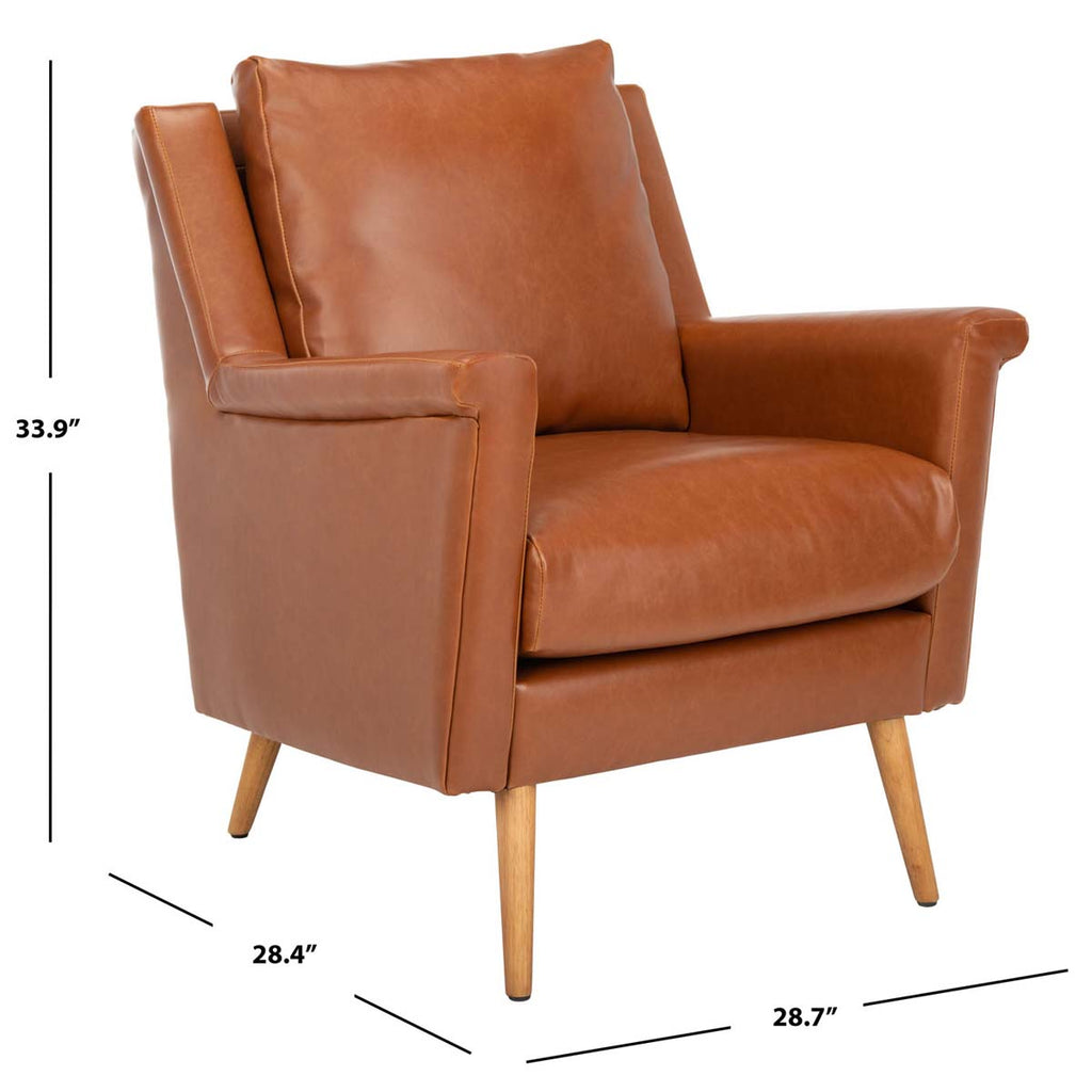 Safavieh Astrid Mid Century Arm Chair - Cognac Pu/Natural