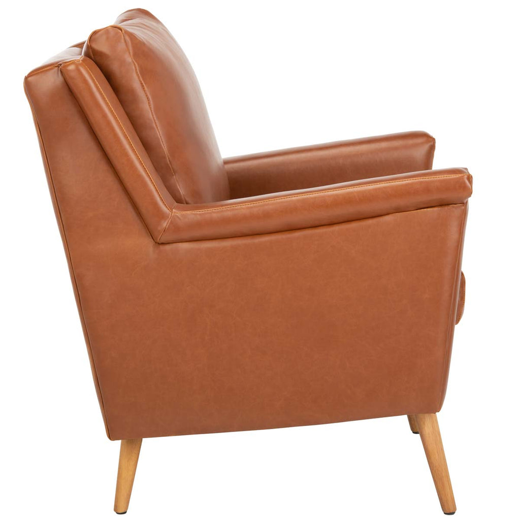 Safavieh Astrid Mid Century Arm Chair - Cognac Pu/Natural