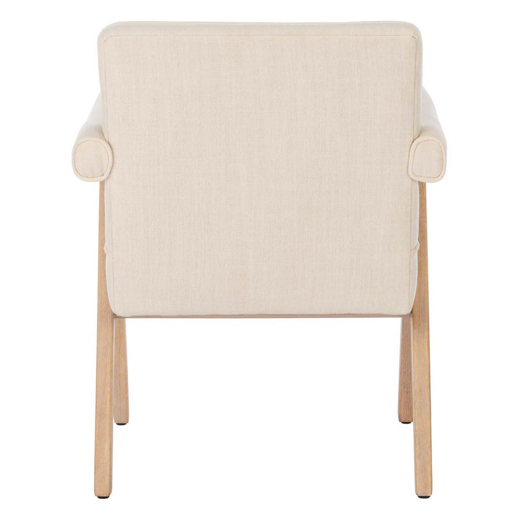 Safavieh Suri Mid Century Arm Chair- Bone Linen/White