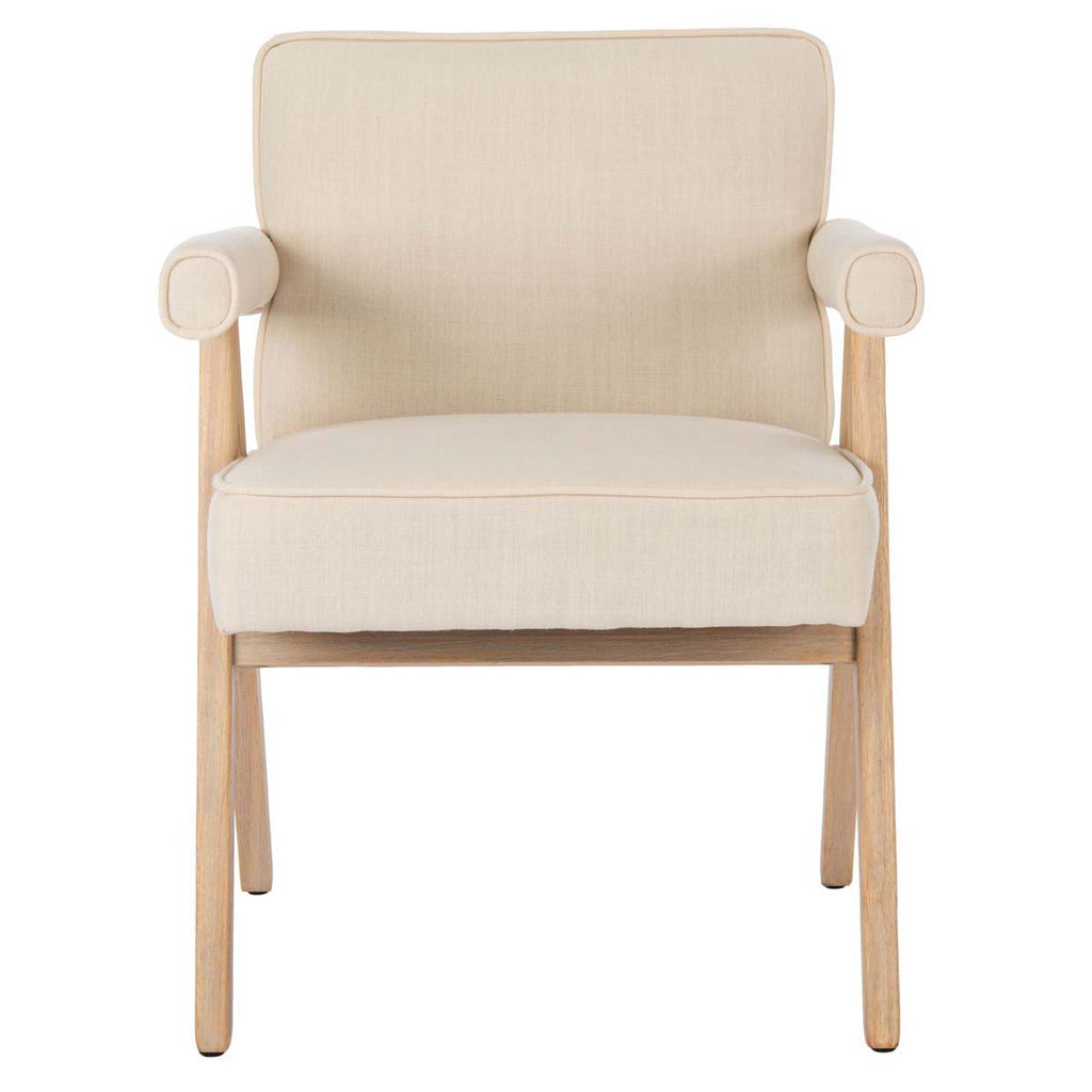 Safavieh Suri Mid Century Arm Chair- Bone Linen/White