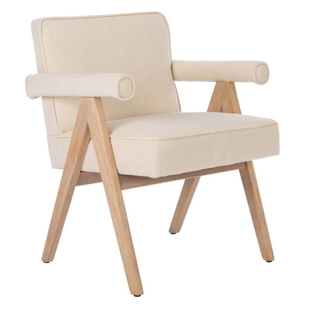 Safavieh Suri Mid Century Arm Chair- Bone Linen/White