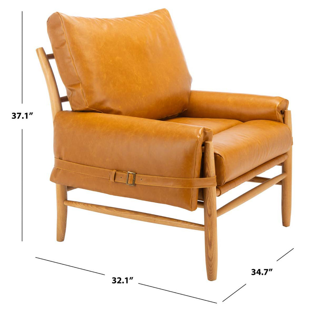 Safavieh Oslo Mid Century Arm Chair-Caramel/Natural