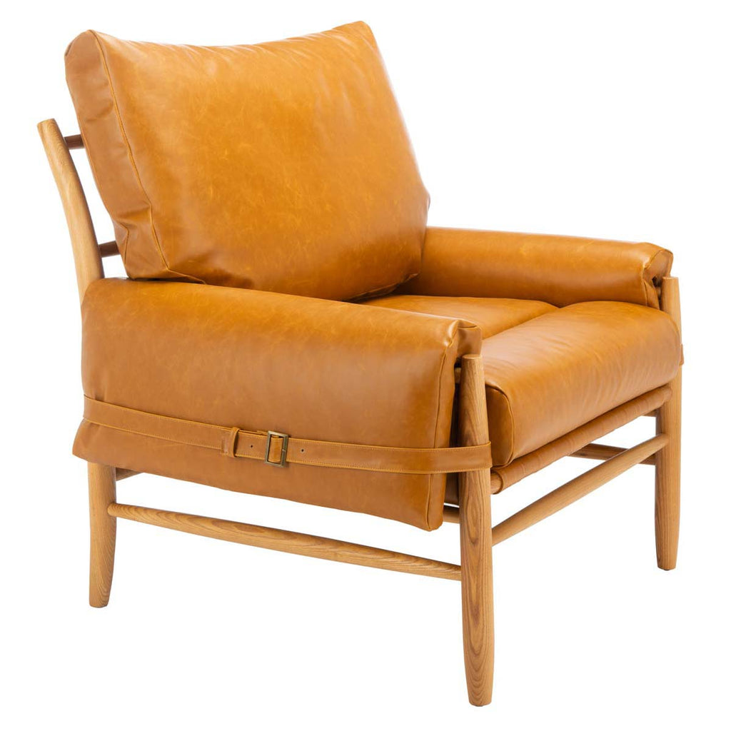 Safavieh Oslo Mid Century Arm Chair-Caramel/Natural