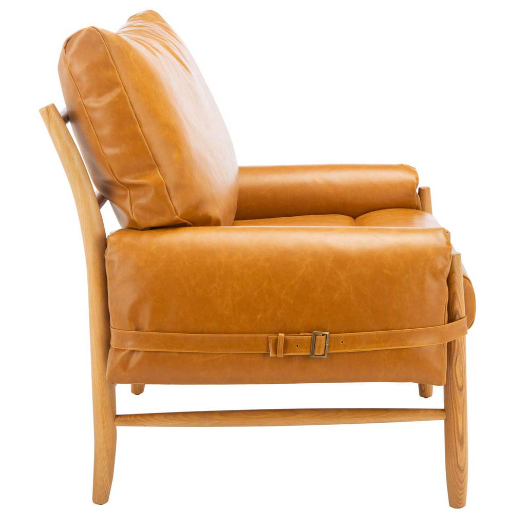 Safavieh Oslo Mid Century Arm Chair-Caramel/Natural